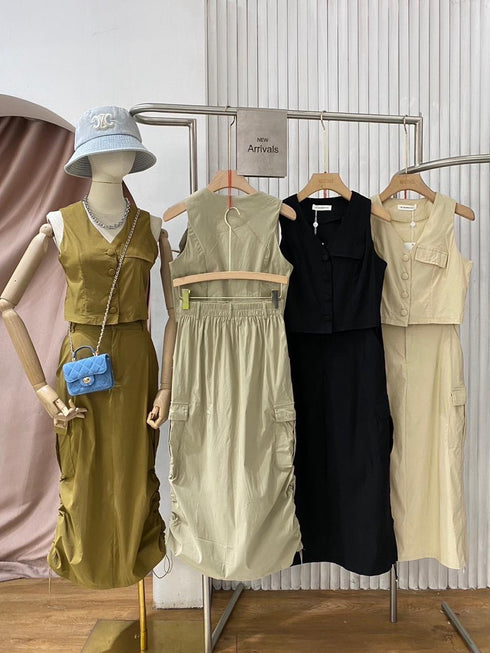 MATINEE Waistcoat With Mid Length Cargo Skirts Sets